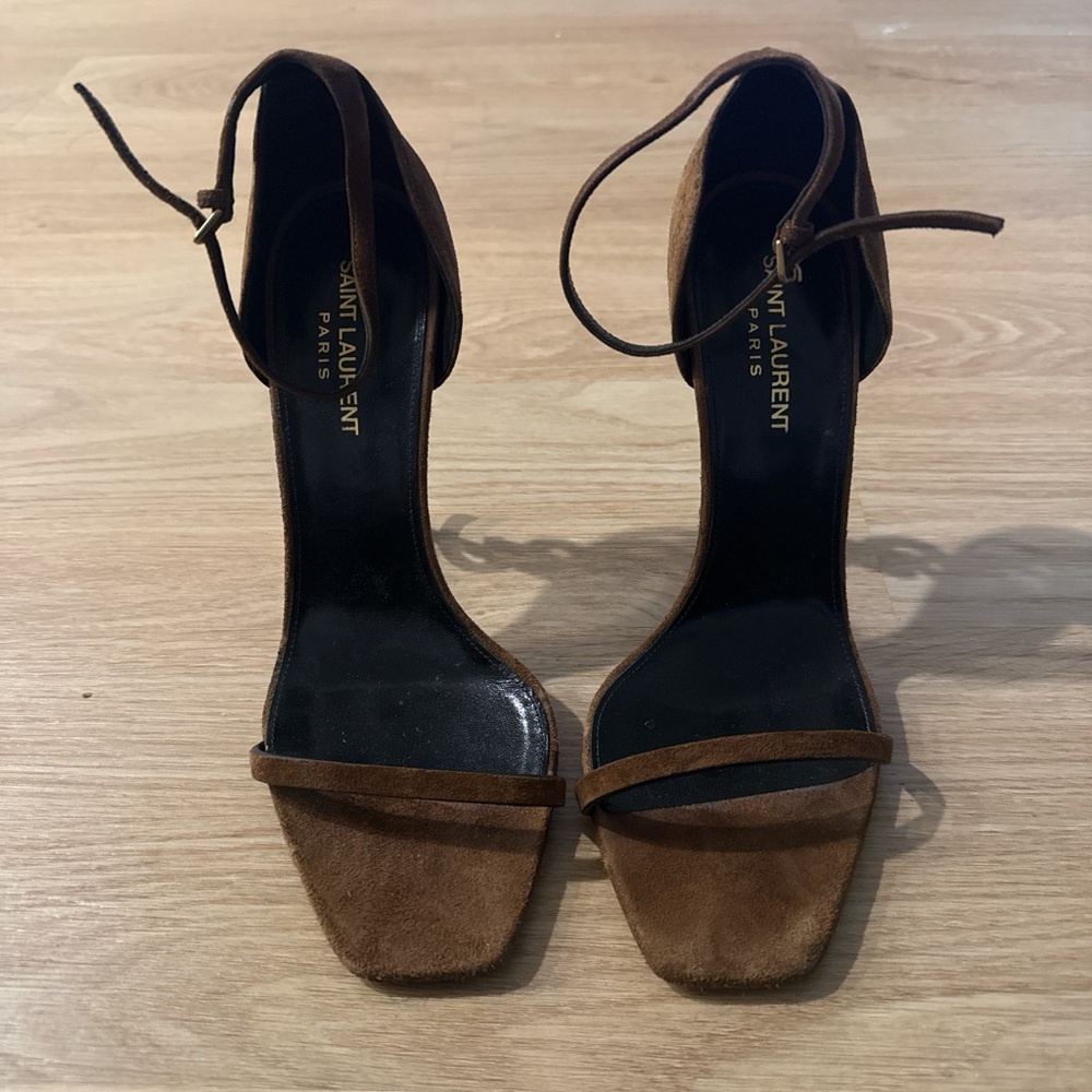 Saint Laurent Opyum Women's Tan Suede Heels